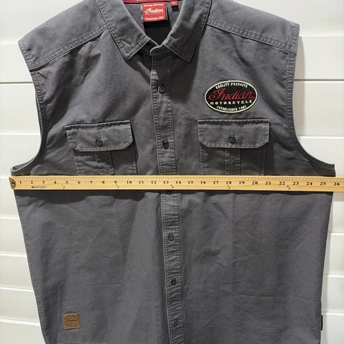 Indian Motorcycle Men's Gray Button Front Vest XL Embroidered Official Licensed image 10