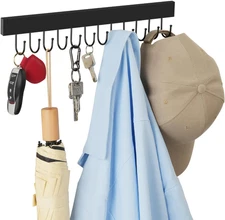 Key Holder Wall Mount, Key Hanger with 12 Adjustable Hooks for Wall,Wooden Key R