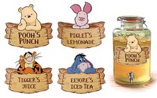 MEMOVAN Winnie Party Drink Label for The Pooh Baby Shower 6 x 5 inches, 4pcs