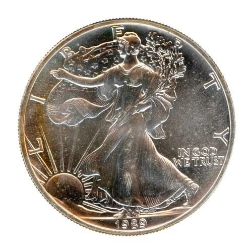 1989 American Silver Eagle $1 1 oz .999 Fine Silver Coin Slight Toning