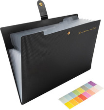 Expanding File Organizer with 8 Pockets, Accordion File Folders with Labels, Bla