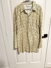 Reformation Size 12 Striped Mini Dress Yellow Organic Cotton Unique