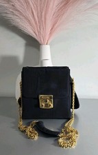 Vintage Moschino Made in Italy Black Nylon Chain Shoulder Bag Redwall 483034