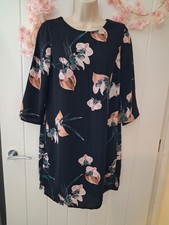 Vero Moda black & peach flower print dress size S