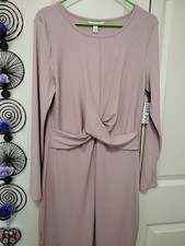 Nine West Women's Long sleeve Light Pink Midi Dress Size L NWT