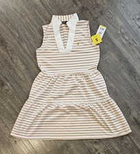 Nautica Jeans Women's Tiered Collar Sleeveless Mini Dress, Almond/Ivory, Size S