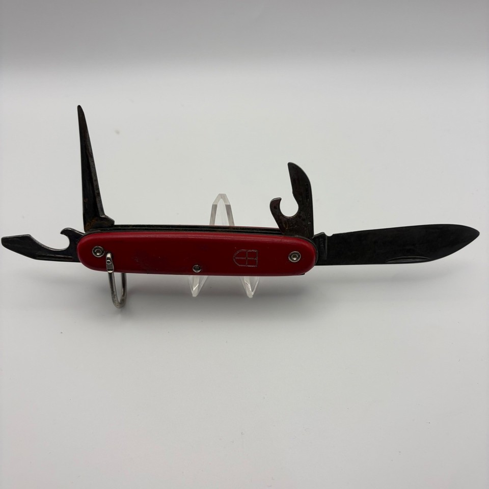 Vintage Colonial Prov USA Multi Tool Pocket Knife Red Potter Co-Op Grain Co