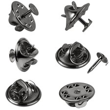 Butterfly Clutch Pin Backs Locking Replacement Tie Tack Pins 11mm Black 4mm Widt