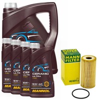 MotoröL Set Mannol 5W-40 Ceramic Ultra 9 Liter + ÖLfilter FüR Opel Renault 2.3
