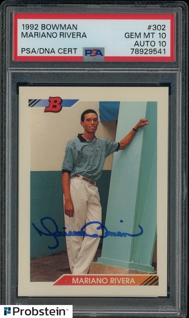 1992 Bowman #302 Mariano Rivera Yankees RC Rookie HOF PSA 10 PSA/DNA 10 AUTO