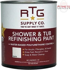 Shower Tub Refinishing Paint Enamel Satin White 32oz Waterproof Scratch-Resis...