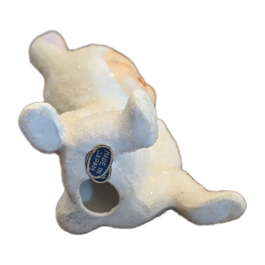 Vintage Sugar Glazed Snow Baby Bunny Rabbit Ceramic Figurines Set Of 3