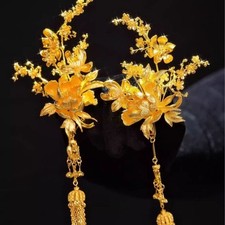 Peony Tassel Hairpin Chinese Style Bridal Wedding Hair Accessories 1 pair
