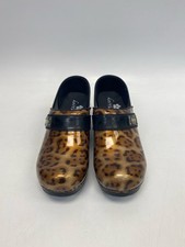 Sanita Size 39 Brown/Amber Animal Print Clogs
