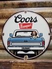 VINTAGE COORS PORCELAIN SIGN RARE OLD BANQUET COLORADO BEER ALCOHOL BEVERAGE