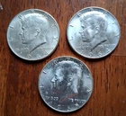 Lot of 3 JFK Half Dollars (2) 1964 90% silver (1) 1965 40% silver BEAUTIFUL