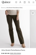 Quince Women's Olive Green Ultra-Stretch Ponte Pant Straight, Size M