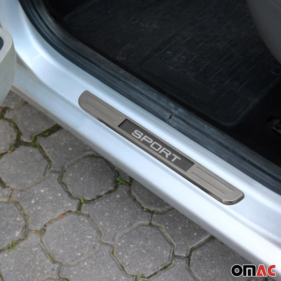 Door Sill Scuff Plate Illuminated for Cadillac Stainless Steel Silver 4 Pcs - Image 2 of 4