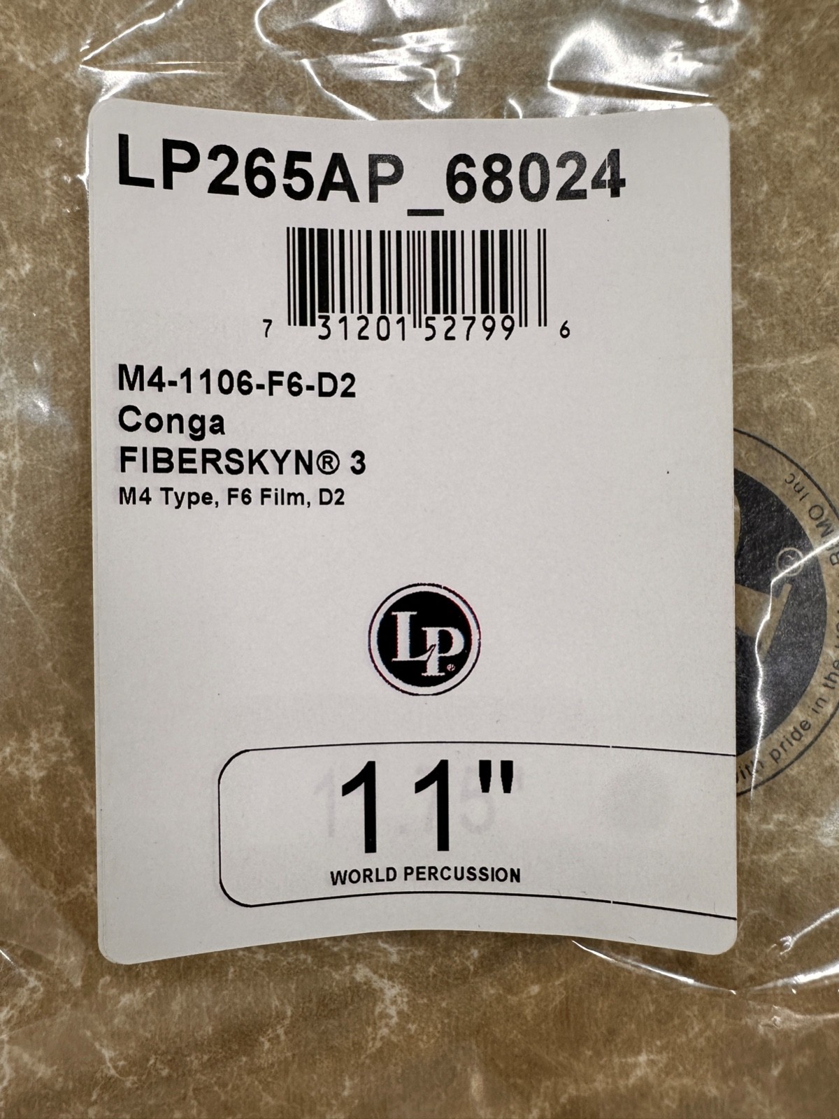 LP265AP Latin Percussion  Fiberskyn 3  11" Conga Drumhead M4-1106-F6-D2 NOS