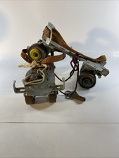 Vintage Metal Clamp-On Roller Skates Adjustable Leather Straps USA With Keys