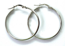 Large Italian 9CT White Gold Hoop Earrings 1.45 grams