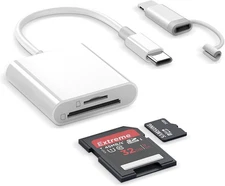 SD Card Reader for iPhone iPad, Support SD/MicroSD Cards, Portable... 