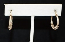 Sterling Silver Textured Bottom Little Hoop Earrings FMF552