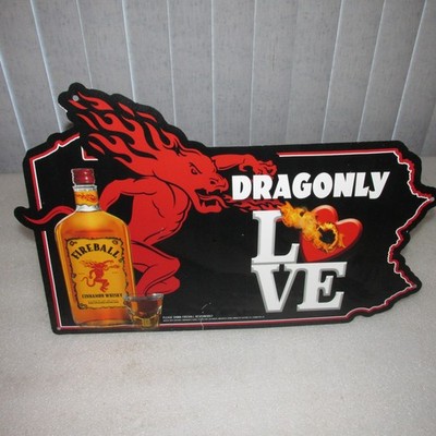 Fireball whiskey SIGN Pennsylvania shaped Philly Dragonly LOVE VERY RARE 18''
