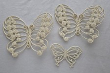 Homco Made in USA Vintage Boho Butterfly Wall Decor Set of 3 Plastic Butterflies