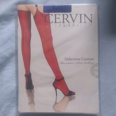 CERVIN Seduction Couture Seamed Stockings, Size 2/Small in Electric Blue 