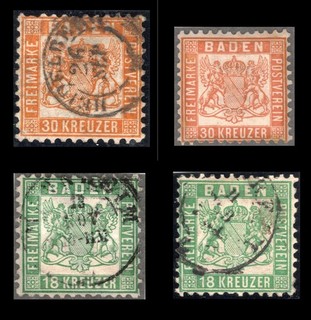 Baden Sammlung vieles mehrfach u.a. 2x MiNr. 21 MiNr. 22; mit geprüften