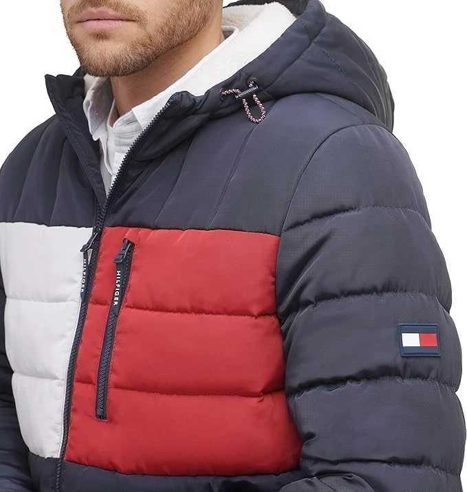 Tommy Hilfiger Men's Midweight Sherpa Lined Hooded Water Resistant Puffer Jacket - Image 4 of 4