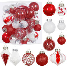 34PCS Shatterproof Christmas Ball Ornaments Set for Holiday Decor - Red/White