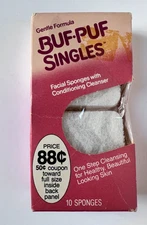 Vintage Buf Puf Singles Facial Cleansing Sponges New Old Stock 1984 10 count