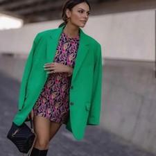 Women's Mini Dress from Zara/Navy+Green+Pink Floral Pattern/Size S/Mock Neck