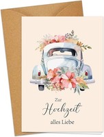 Hochzeitskarte A6 Klappkarte Aquarell Auto Premium GlüCkwunschkarte Mit Umschlag