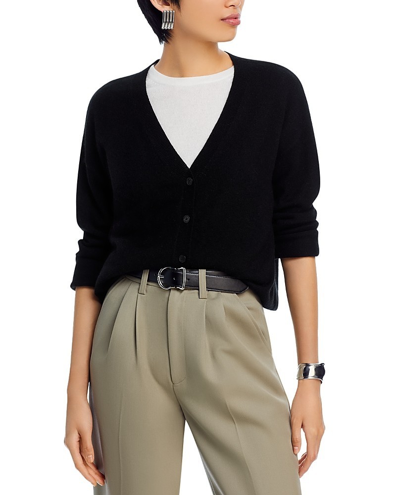 C by Bloomingdale's Cashmere Cashmere V Neck Cardigan Black XL