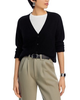 C by Bloomingdale's Cashmere Cashmere V Neck Cardigan Black XL