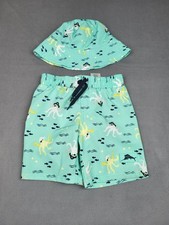 Lot Of 2 Tommy Bahama Hat Shorts Kids 3T Green AOP Octopus Beach Like Daddy Set