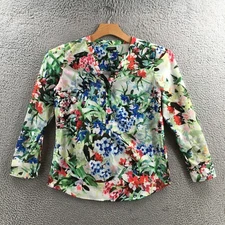 Talbots Blouse Tops Womens S Multicolor Floral Long Sleeves Pull Over Casual