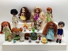 Disney Princess Animators Petite Dolls Friend Lot Belle Anna Rapunzel Ariel Eric