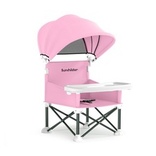 Portable Baby Booster Seat with Removable Tray Canopy - 3 Point Safety Harn...