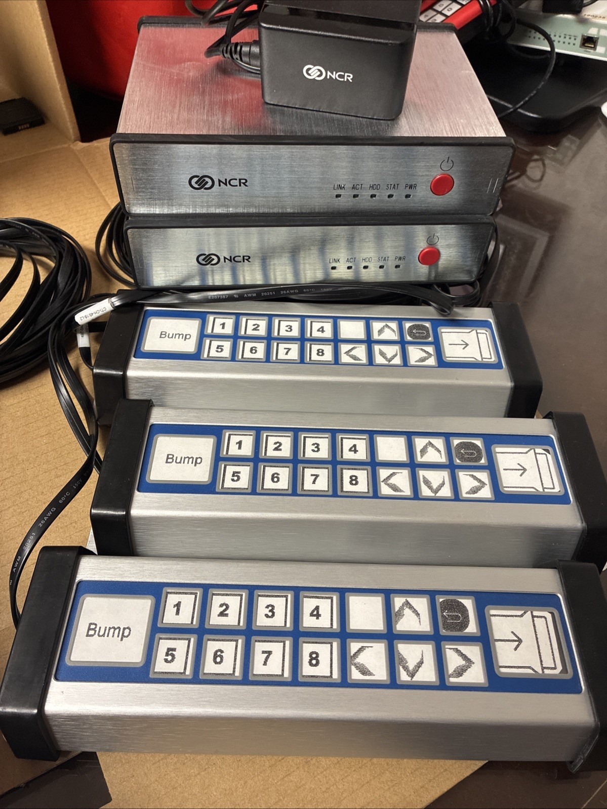 2 NCR Control 1924-0122-8801 With 3 Bump Bar 1635-8007-0000 And 1 Power Cable .