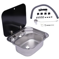 Stainless Steel RV Sink with Lid for Kitchen Bar Caravan Boat Trailer Camper