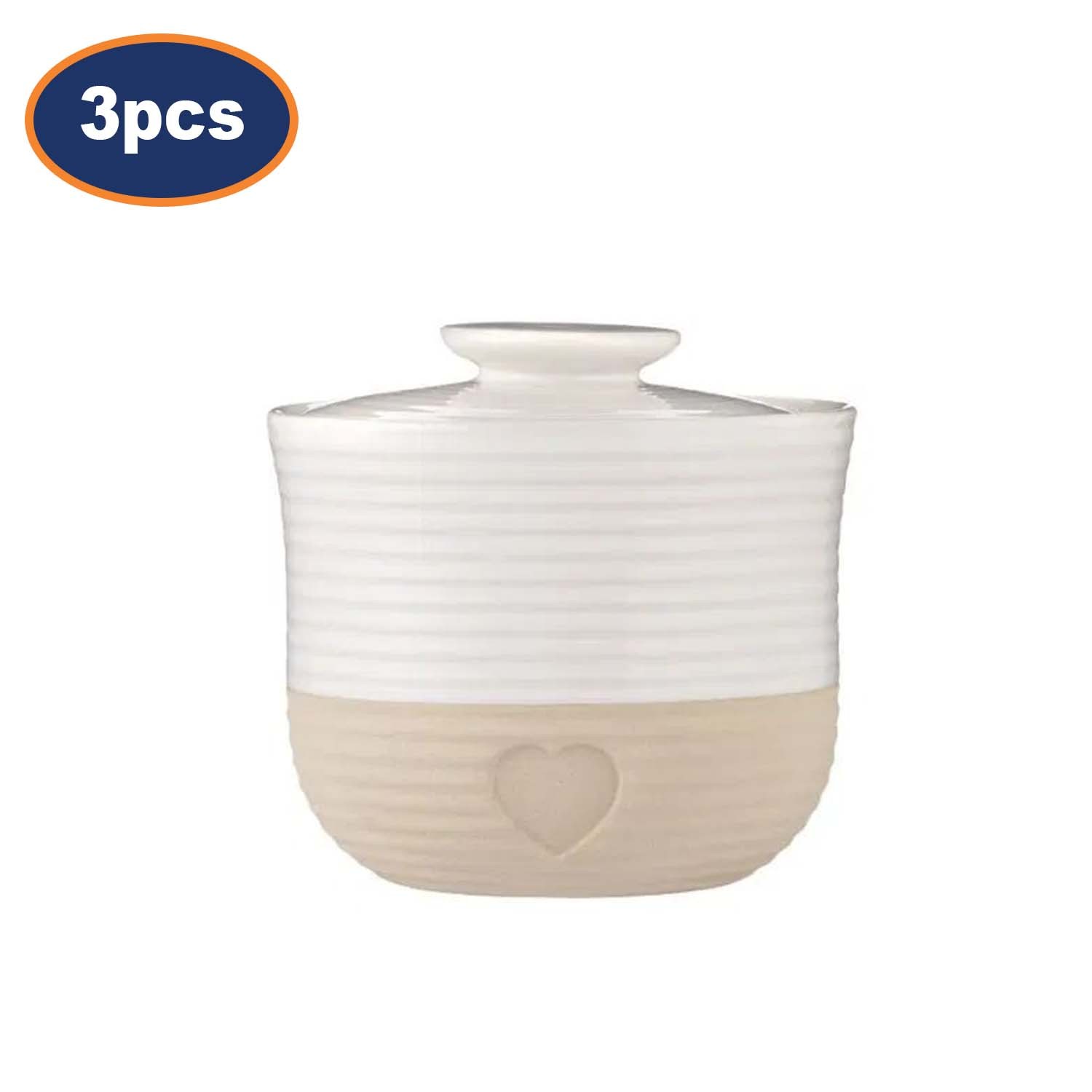 Storage Jar 700ml Stoneware Cockerel Hen Sugar Rice Flour Airtight Canister 3pcs