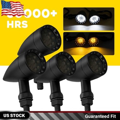 4X Motorcycle LED Turn Signal Blinker Light For Yamaha Suzuki Chrome Housing 12V