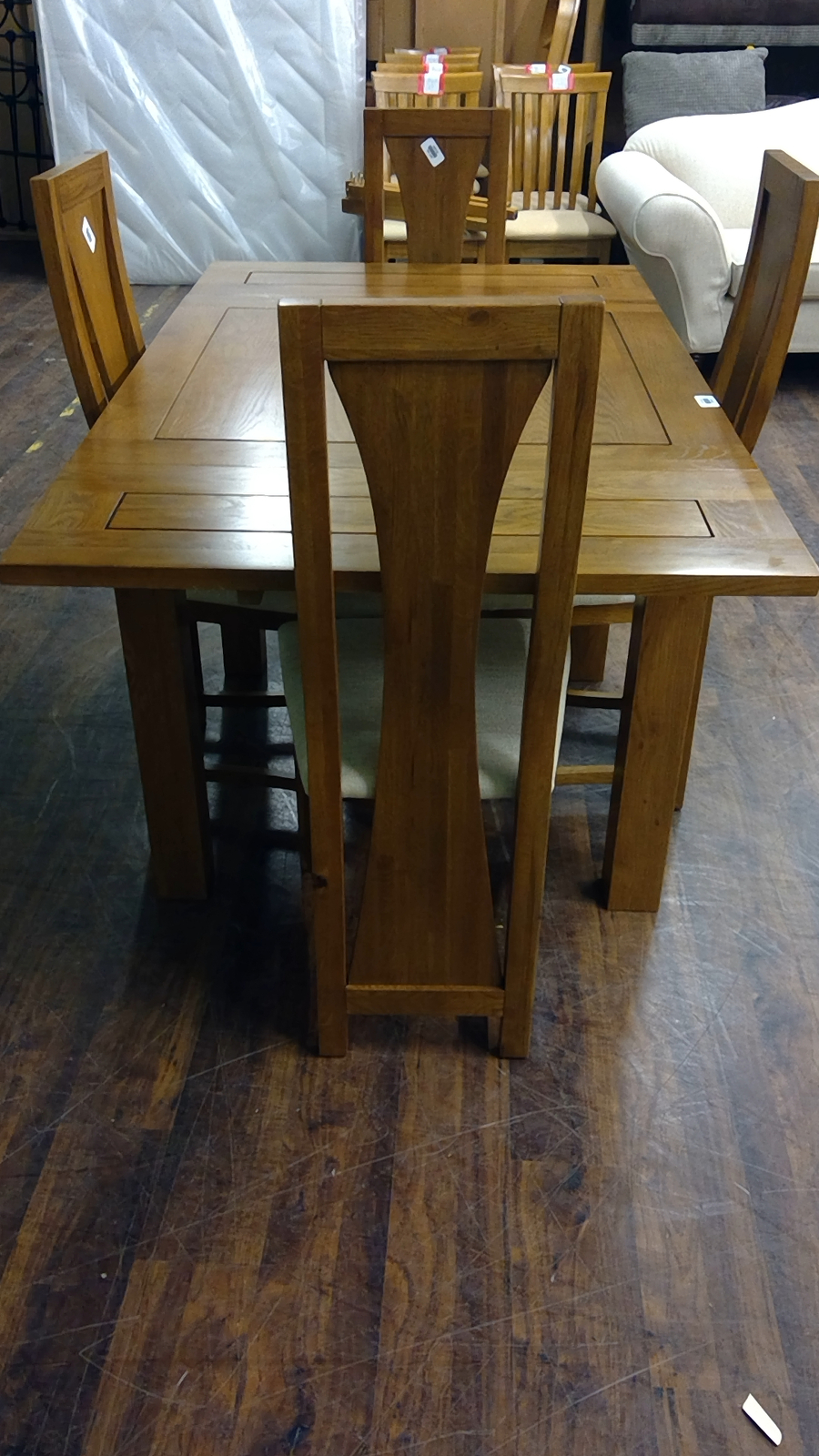 JB GLOBAL Solid Oak Extending Dining Table & 4 Chairs CS H58 eBay