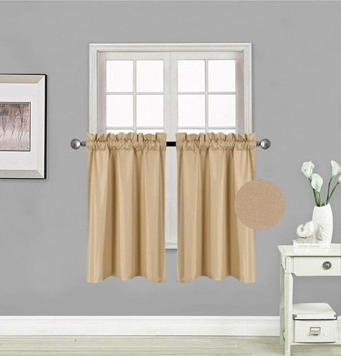 BLACKOUT INSULATE THERMAL SHORT PANELS WINDOW CURTAIN PANELS DRAPES, SET OF 2PC - Picture 6 of 26