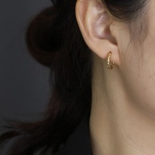 14mm Women s925 Sterling Silver Rope Hoop Huggie Earring 2 Colors