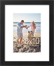 8X10 Picture Frame, Display Pictures 5X7 with Mat or 8X10 without Mat, Black Eng